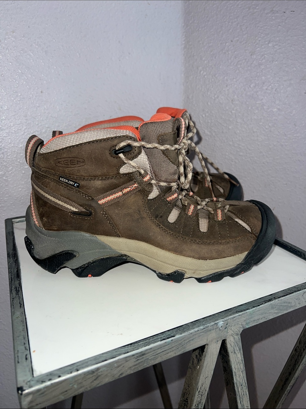 Keen Brown and Coral Trail Waterproof Boots